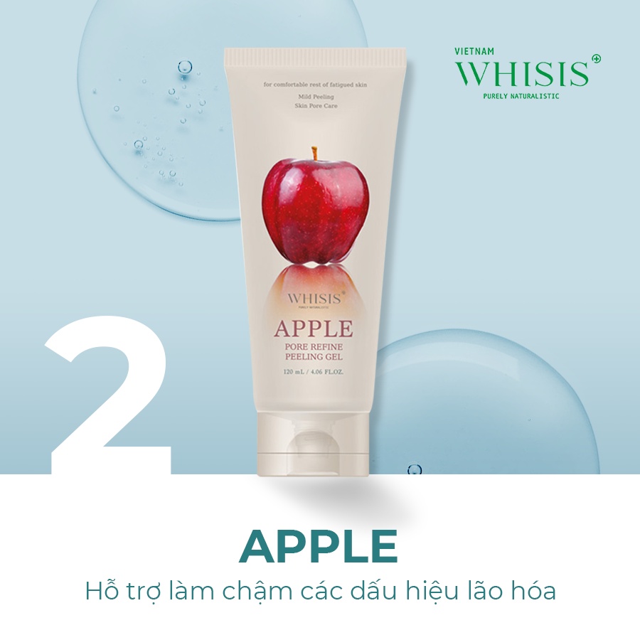 Ảnh Tẩy Tế Bào Chết Mặt Dạng Gel WHISIS Apple Pore Refine Peeling Gel Thu Nhỏ Lỗ Chân Lông Chiết Xuất Táo Đỏ Lên Men 120ml 2