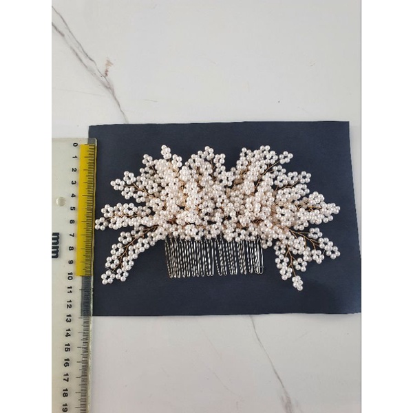 CT43 cài tóc cô dâu hạt ngoctrai có xược, phụ kiện cài tóc cô dâu, phụ kiện cưới, sỉ phụ kiện Khánh Huyền