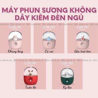 Máy phun sương cấp ẩm kiêm đèn ngủ không dây cao cấp cho phòng ngủ, bàn học, bàn làm việc thiết kế động vật dễ thương