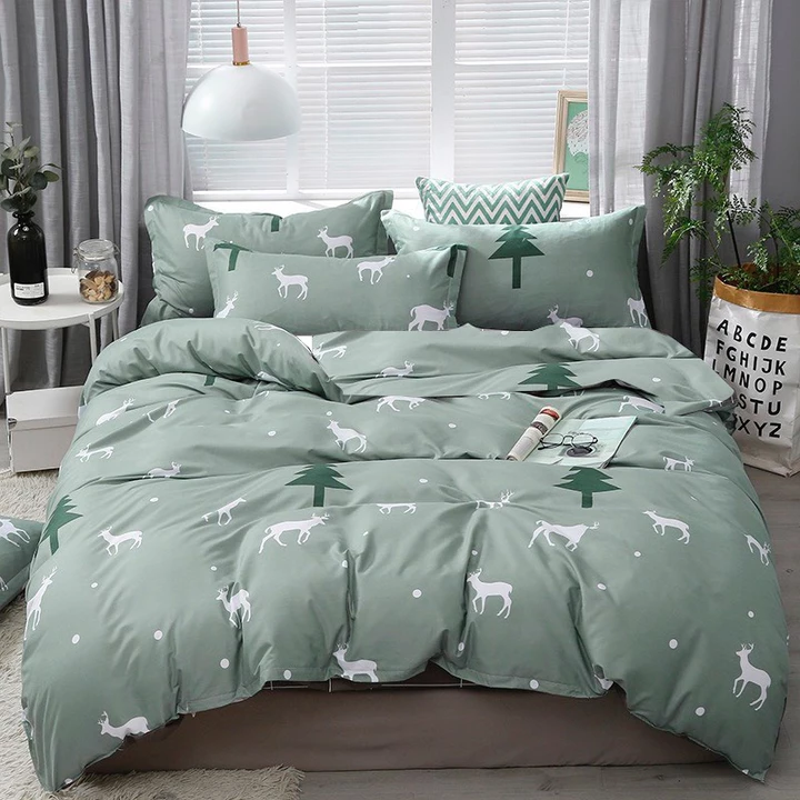 Bộ chăn ga gối mẫu mới Hươu Thông Xanh - Chăn ga gối đệm, ga giường vỏ gối, vỏ chăn, drap nệm cotton poly – 5
