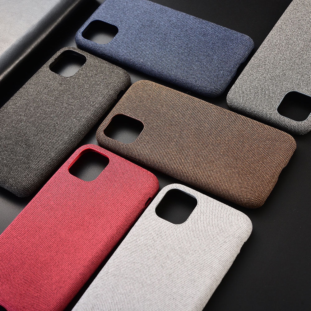 Ốp Điện Thoại Da PU Phối Vải Canvas Mềm Siêu Mỏng Cho iPhone 13 Pro 12 Mini 12 11 Pro Max
