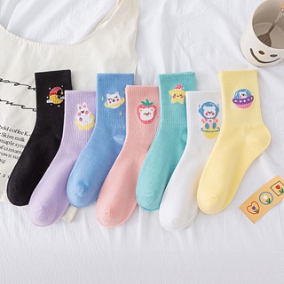 Tất nữ cổ cao Hàn Quốc kèm họa tiết đáng yêu vớ chân dài chất cotton siêu mềm co giãn 4 chiều thoáng khí HANASO TD026