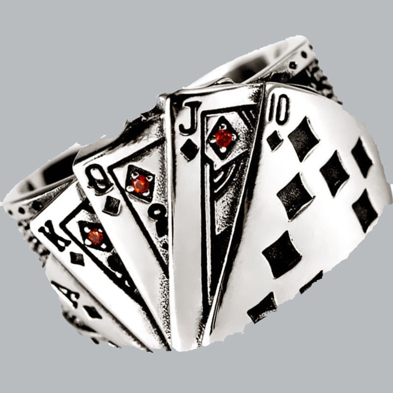 Dasbsug Nhẫn Có Thể Điều Chỉnh Hip Hop Lucky Spade Band Ring Tối Giản Trang Sức Quà Tặng Cho Nữ