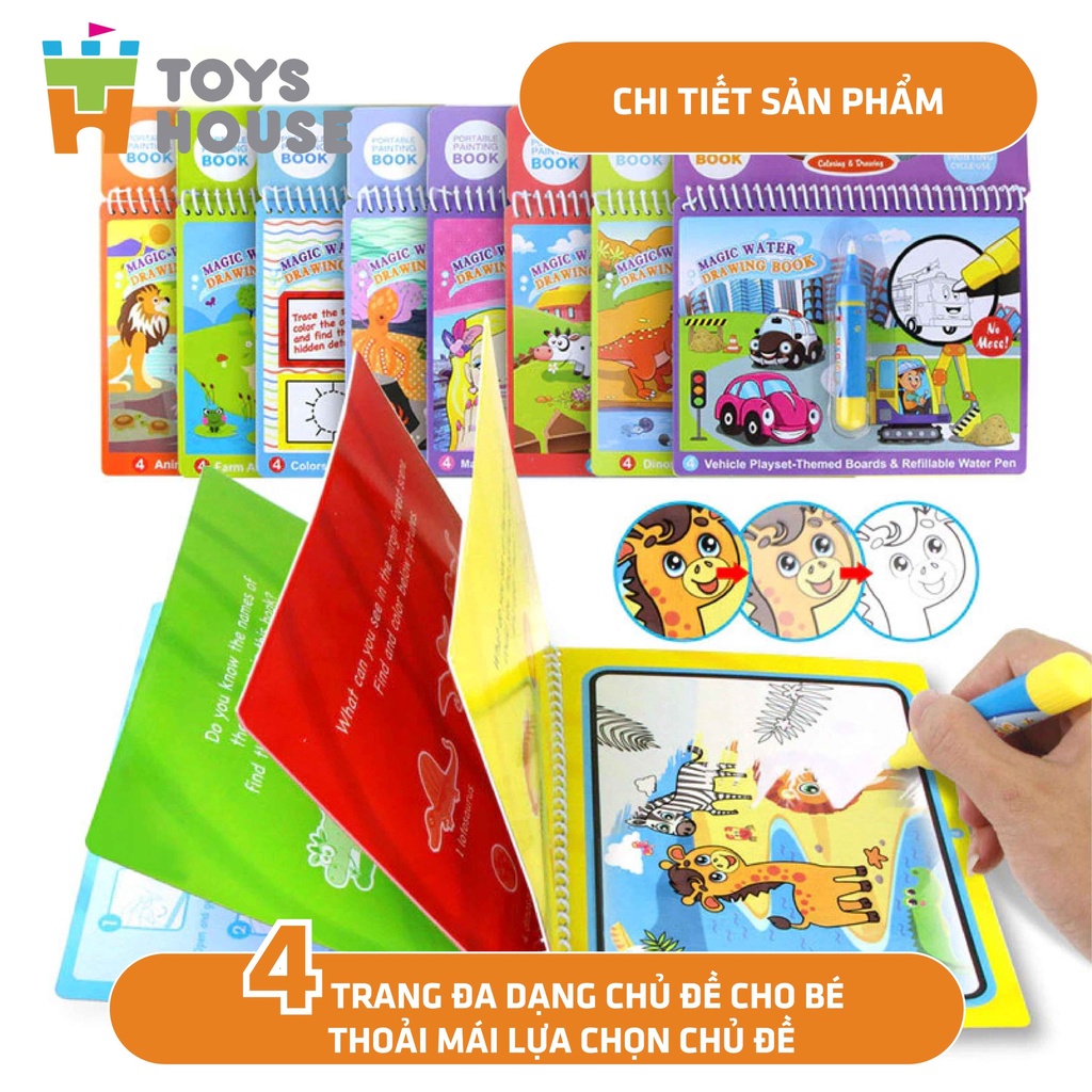 Ảnh Sách tô màu bút nước thần kỳ ToysHouse size vừa cho trẻ em 3-4-5 tuổi, giúp trẻ em phát triển kỹ năng Montessori 4