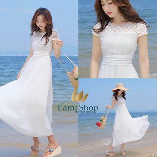 Váy trắng đi biển có tay cho tuổi trung niên | Shopee Việt Nam