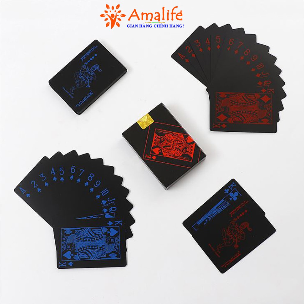 Ảnh Bài Tây Poker Nền Đen Cao Cấp Chọn Màu Bằng Nhựa PVC Chống Thấm Nước Chính Hãng Amalife 3