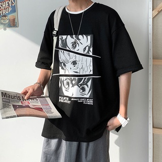 Áo phông nam nữ unisex tay lỡ Anime, áo thun form rộng cổ tròn phong cách streetwear năng động