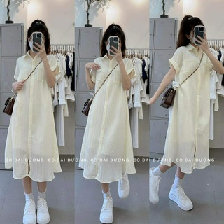 Váy ( Đầm) sơ mi đũi gân dáng dài có váy 2s đi kèm