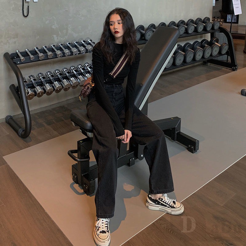 Ảnh Quần jean dài DADUHEY lưng cao ống rộng thời trang Hàn Quốc dành cho nữ 4