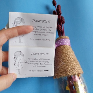 100 tem dán thank you, lời nhắn gửi khách hàng có sẵn keo dán kích thước 7x5cm