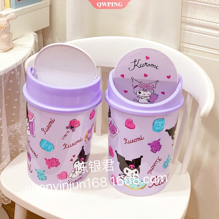Thùng Rác Nắp Lật Để Bàn Hình Mèo Hoạt Hình Kt My Melody Purin Kuromi Cinnamoroll Lật Cho Phòng Ngủ Bé Gái