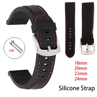 Dây Đeo Đồng Hồ Bằng Cao Su Silicone 18mm 20mm 22mm 24mm Tháo Gỡ Nhanh Chống Nước