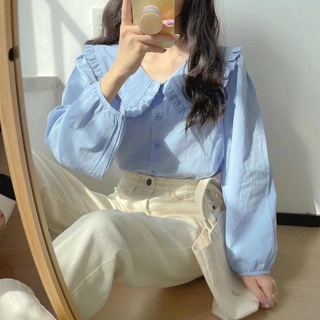 Phong Cách Hàn Quốc Nữ Nữ Áo Sơ Mi Dài Tay Baju Baju Wanita Lengan Panjang Hàng Mới Sẵn Có