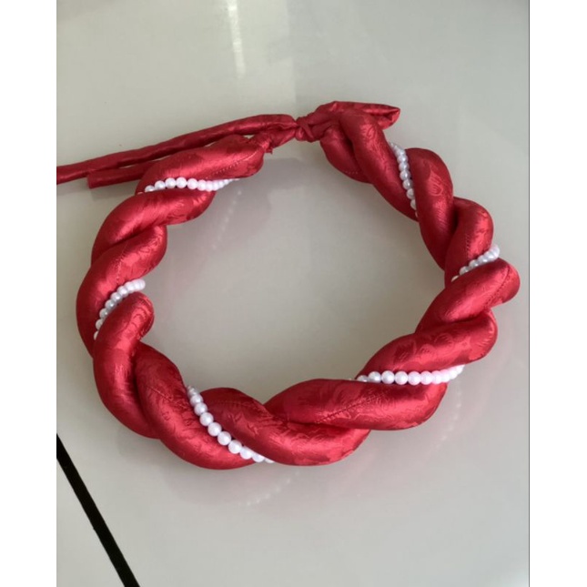 Mấn(vấn) đội đầu cô dâu chạy 1 dây ngọctrai, mấn đơn giản, mấn cách tân, mấn đội đầu áo dài