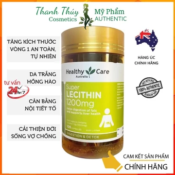 Mầm Đậu Nành Healthy Care Super Lecithin 1200mg Úc Chính Hãng 100 Viên Uống Tăng Vòng 1