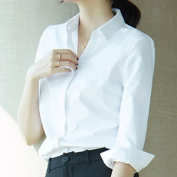 Áo Sơ Mi Phù Hợp Với Nữ Plus Size Áo Sơ Mi Trắng Nữ 2021 Slim-fit Áo Sơ Mi Dài Tay Nữ Chuyên Nghiệp Mặc Áo Sơ Mi Đen Nữ Công Sở Áo Sơ Mi Sang Trọng Áo Sơ Mi Bé Gái