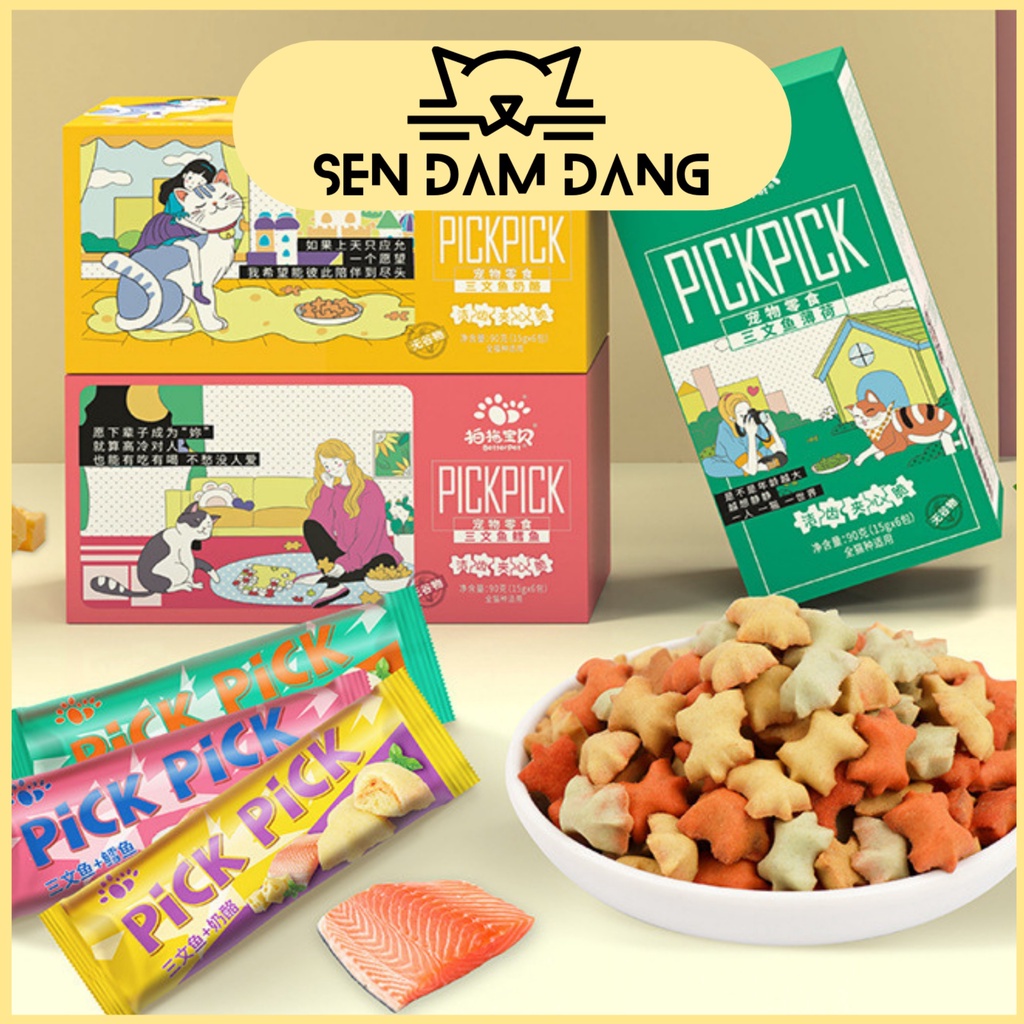 Bánh Thưởng Snack Cá Hồi Pick Pick Cho Mèo - Gói 15 Gram | Shopee Việt Nam
