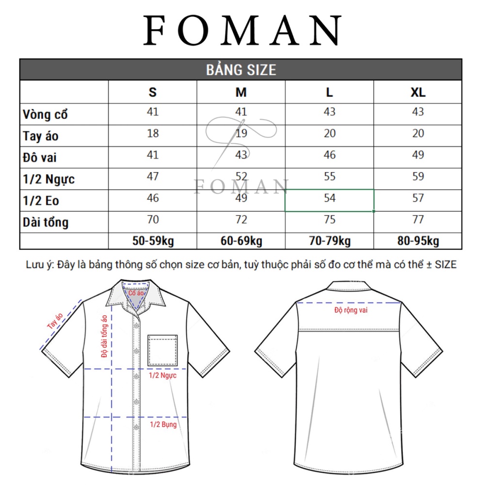 Mô tả Áo sơ mi nam hoạ tiết Palm Leaves FOMAN tay ngắn vải lụa thấm hút, thoáng khí, không nhăn (FM28) - 3