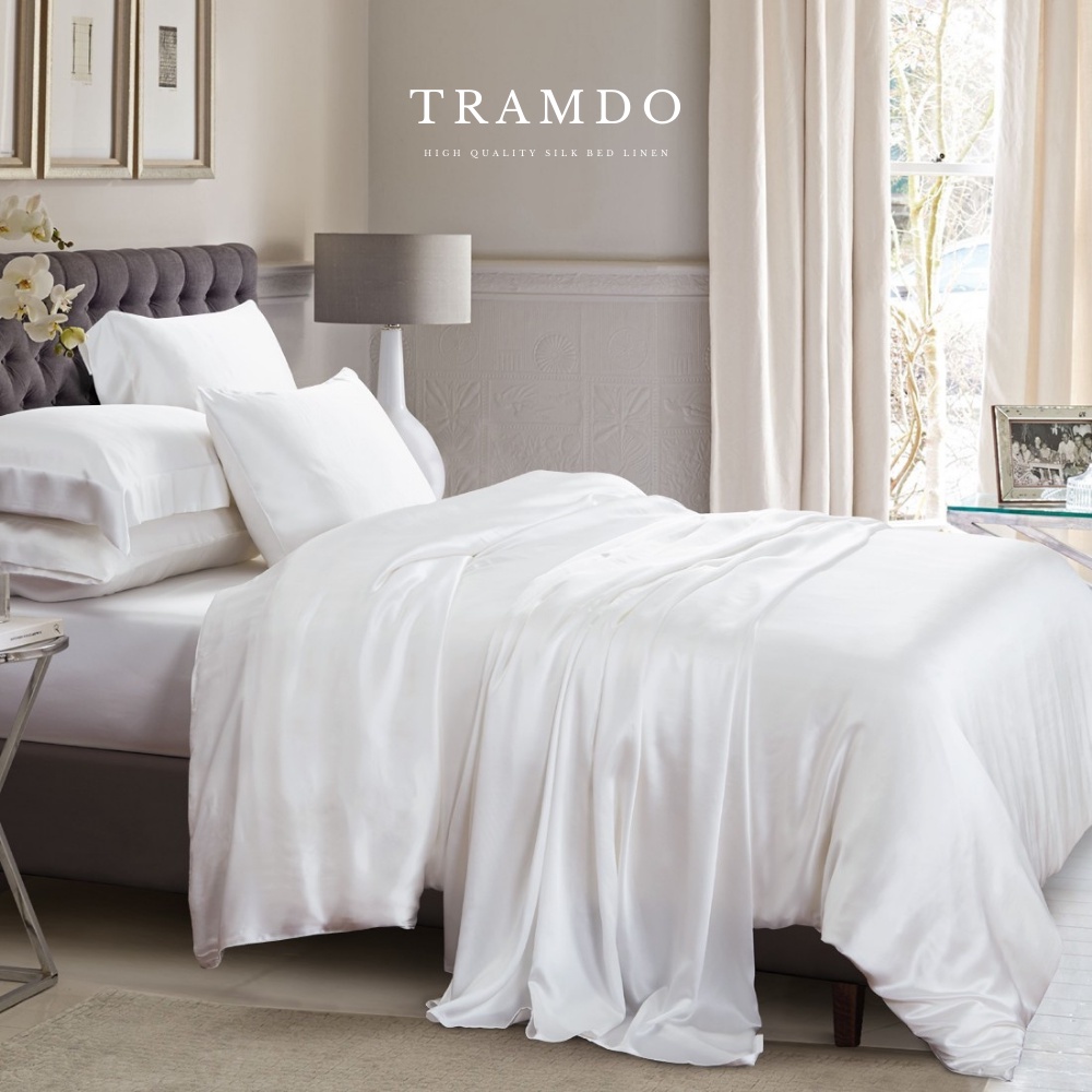 Ảnh Bộ Chăn Ga Gối Lụa Cao Cấp NITE9SILK TRAMDO BEDDING Màu Trắng Tinh Khiết 3
