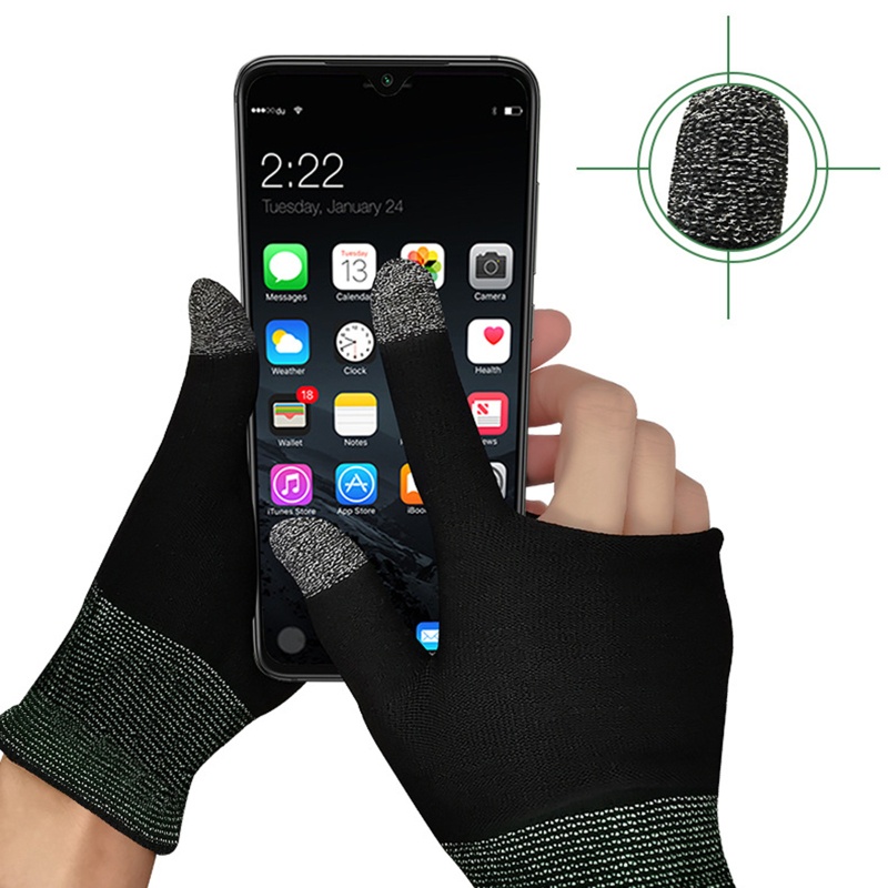 1 Pair Two-finger Gaming Finger Sleeve Mobile Game Glove for Touch Screen Finger