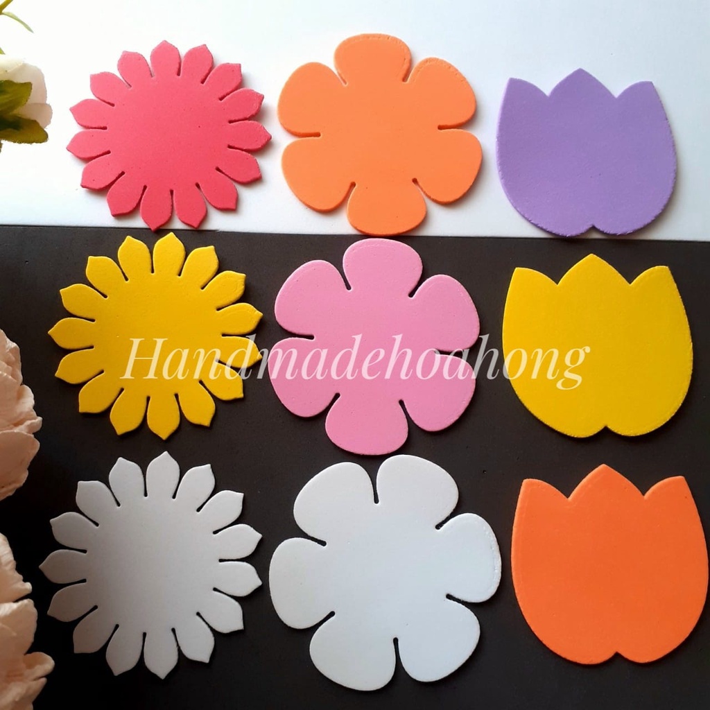 10 CÁNH HOA MẦM NON ( Hoa hồng, hướng dương, tulip ), bằng giấy ...