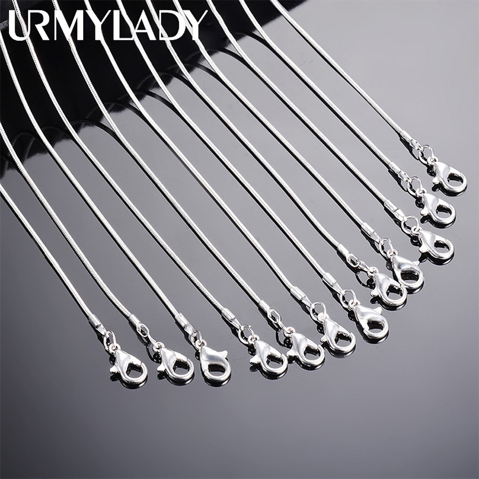 URMYLADY Bạc 925 5 Cái / lô 16 / 18 / 20 / 22 / 24 / 26 / 28 / 30 Inch 1MM Dây Xích Rắn Vòng Cổ Nữ Trang Sức Thời Trang