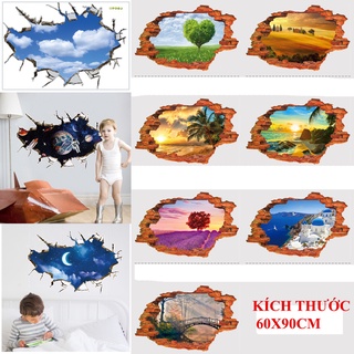 Decan dán tường 3D, tranh dán tường phong cảnh