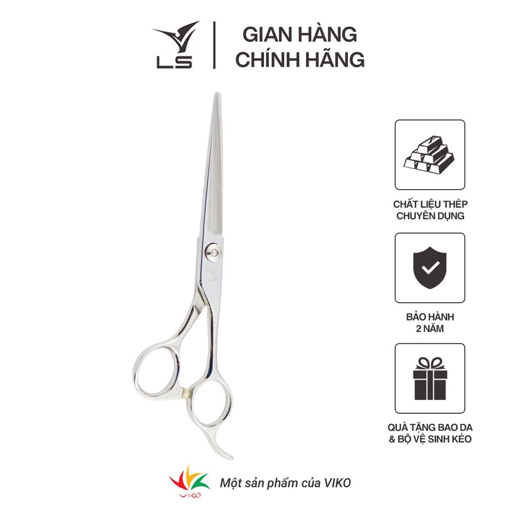 Kéo cắt tóc LS lưỡi thẳng quai offset phẳng đỡ ngón cố định CB12/6.0 ...