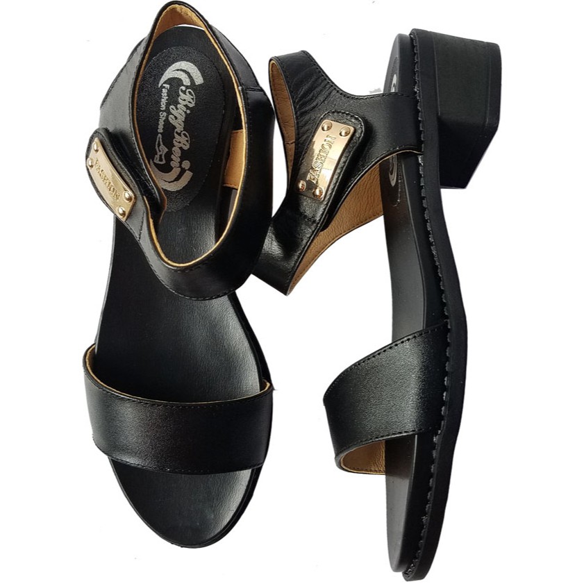 Giày Sandal Cao Gót Da Bò BIGGBEN Gót 4 Phân HKD321