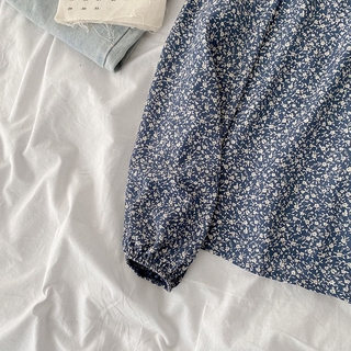 Phong cách hàn quốc nữ voan hoa dài tay áo baju baju wanita lengan panjang