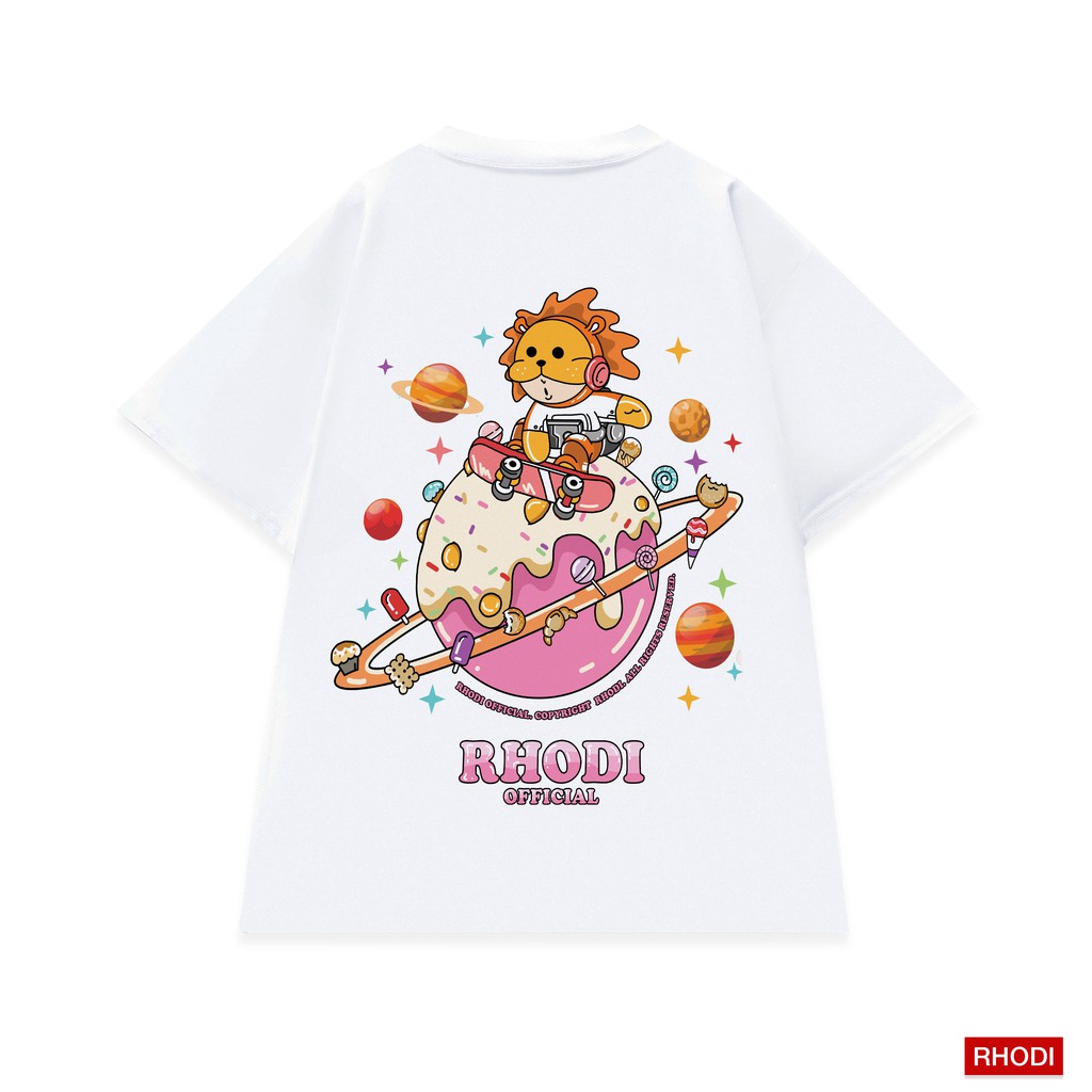 Áo thun local brand RHODI phông cổ tròn tay lỡ unisex nam nữ Leo Candy đen- R1.1