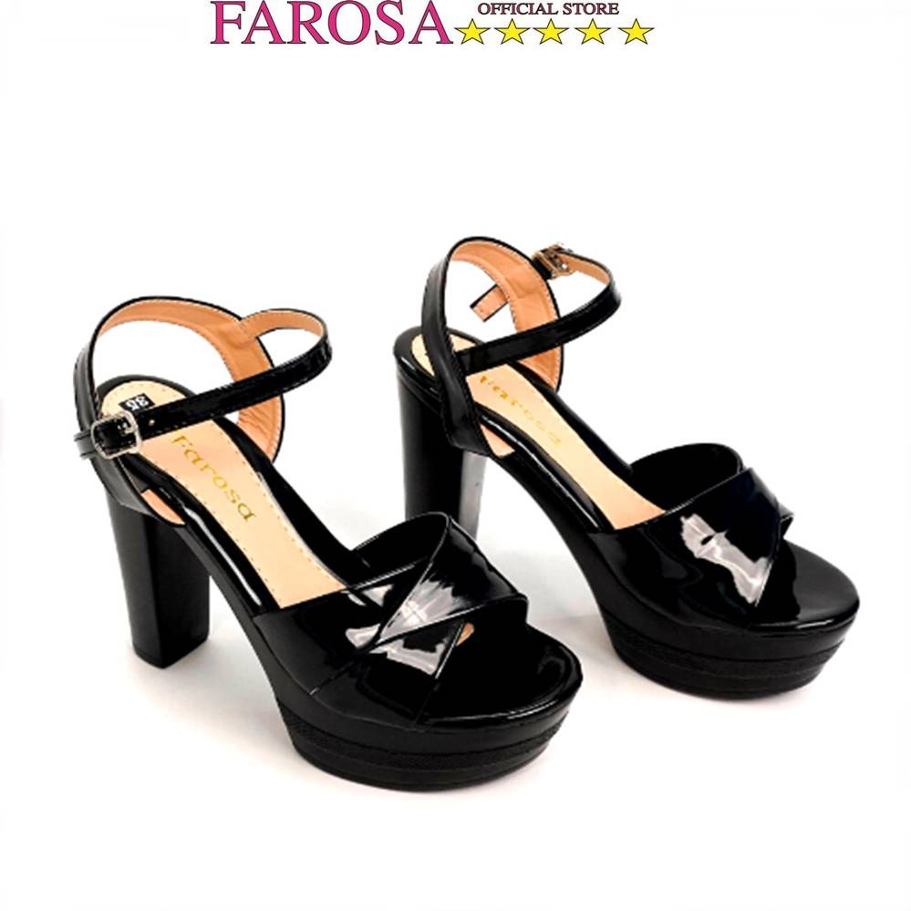 Giày Sandal cao gót 12cm FAROSA - C12 giày cao gót nữ đế đúp gót trụ quai ngang cực hót