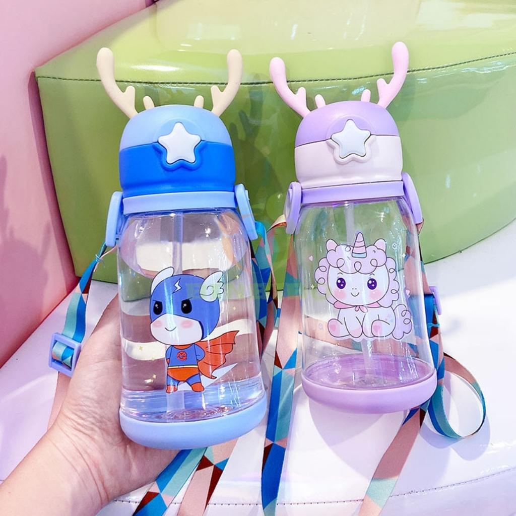 Bình đựng nước có vòi hút cute cho bé đi học dung tích 600ml - Binbibo
