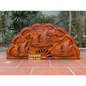 Tranh Quạt Thuận Buồm Xuôi Gió Gỗ Hương kích thước 60*120cm,ván 5cm