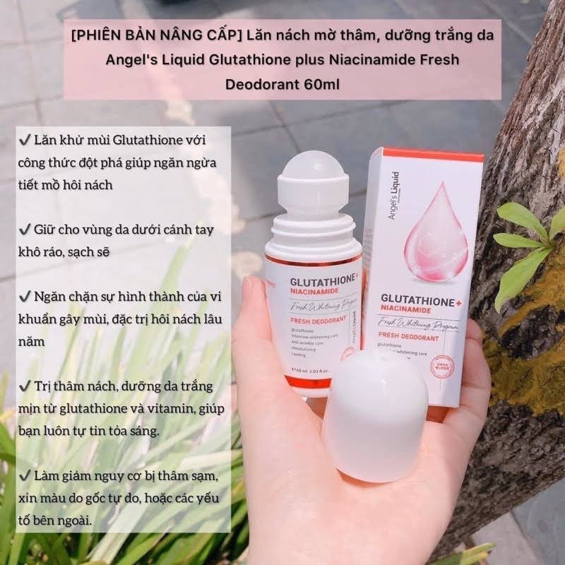 angel liquid glutathione plus niacinamide fresh deodorant 60ml Lăn nách dưỡng trắng Angel's Liquid Glutathione