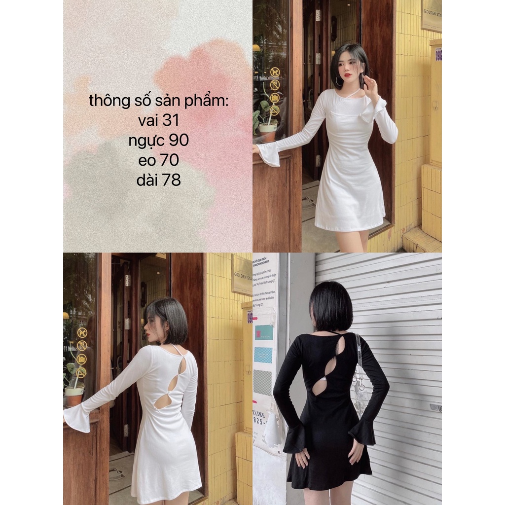 ĐẦM NGẮN TAY DÀI THIẾT KẾ ÔM BODY CUT OUT SAU LƯNG - LINE DRESS