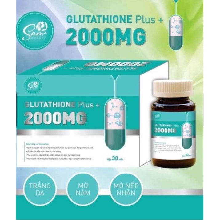glutathione 2000mg chính hãng hãng] Viên uống trắng da bật tông tức thì an toàn [ Hộp 30 viên] gluthiathone