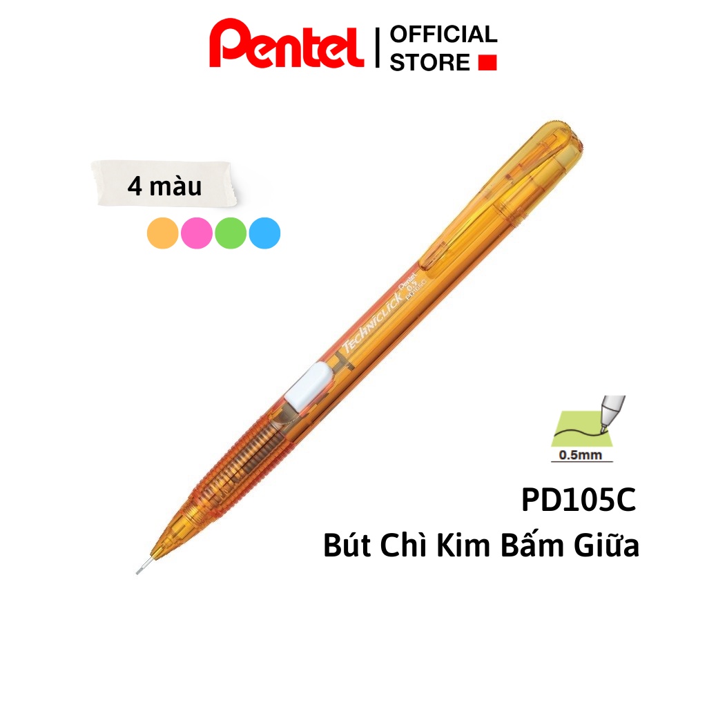 Ảnh Bút Chì Bấm Pentel PD105C – Bút Chì Kim 0.5, Nút Bấm Thân Giữa Tiện Lợi, Viết Êm, Nét Mảnh 2