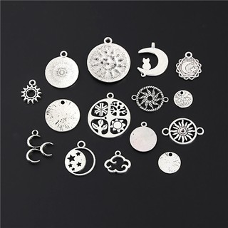 10 Chiếc Cổ Sliver Tròn Nhìn Ban Đêm Quyến Rũ Mặt Trời Sao Trăng Mây Thiên Nhiên Mặt Dây Chuyền Làm DIY Phụ Kiện Thủ Công