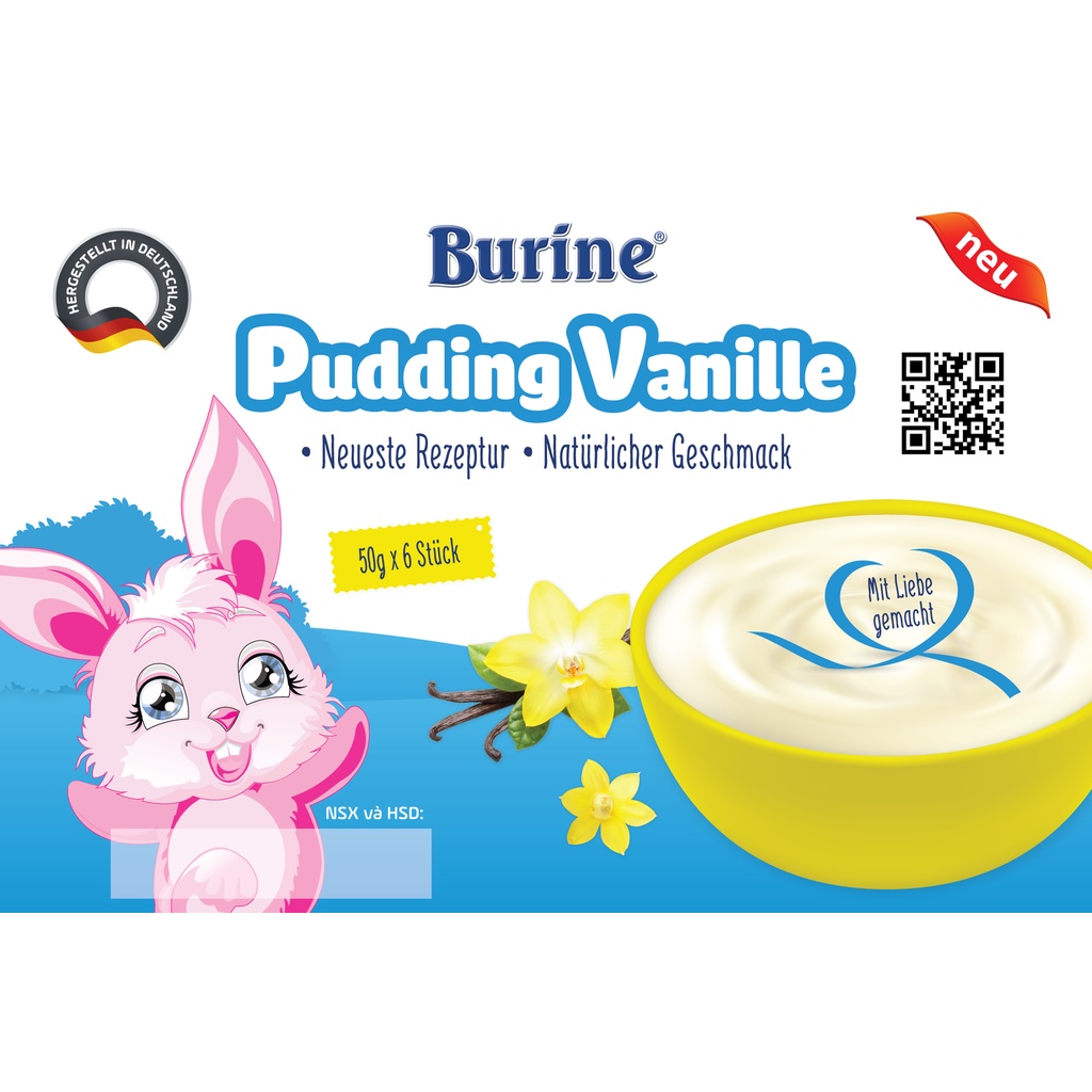 Ảnh vỉ 6 hũ Cháo sữa/Pudding Ăn Dặm Burine (Cung Cấp Vitamin, Dưỡng Chất cho bé) 1