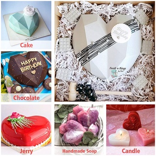 ✿✿✿Khuôn 3D Kim Cương Trái Tim Bằng Silicone Khuôn Làm Bánh Nướng Bánh Xốp Voan Chocolate Mousse✿✿✿