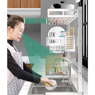 Kệ Chén Bát Thông Minh INOX 1 2 Tầng, Kệ Bát Đĩa Cài Dao Thớt Cắm Đũa Thìa, Kệ Bát Đa Năng MKS003