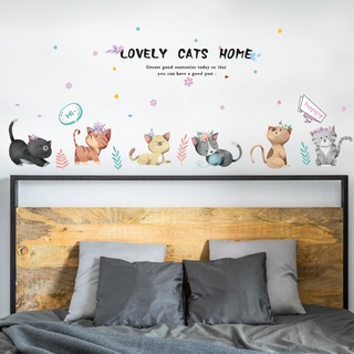 Decal dán tường hình mèo ngộ nghĩnh, tranh dán tường trang trí phòng, trang trí tủ đồ SK7184