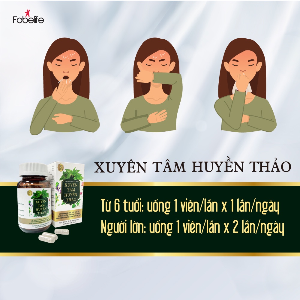 Viên Uống Giúp Giảm Ho Đờm Xuyên Tâm Huyền Thảo Fobe N1 - hộp 30 viên