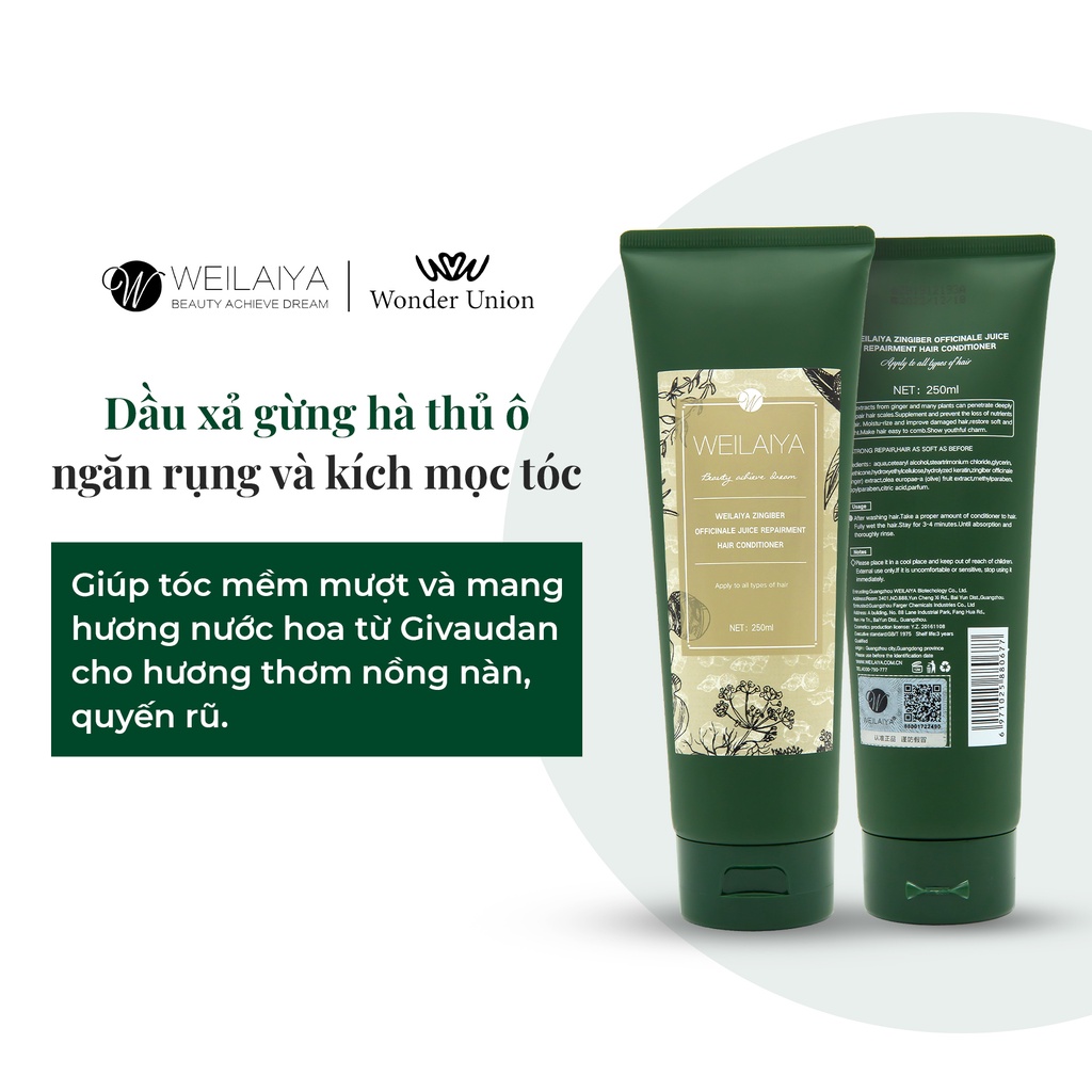 Ảnh Dầu xả tóc thảo dược Weilaiya Zingiber Officinale Juice gừng hà thủ ô giúp dưỡng tóc và kích thích mọc tóc  250ml 4