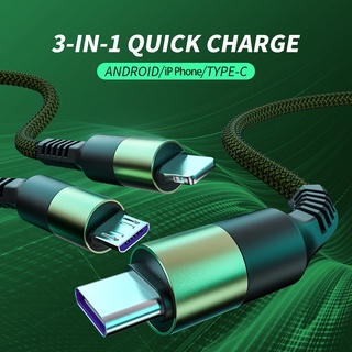 Cáp Sạc Nhanh 6A 3 Trong 1 Cổng Micro Usb Type-C