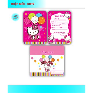 THIỆP MỜI SINH NHẬT KITTY - SET 10 THIỆP 20K