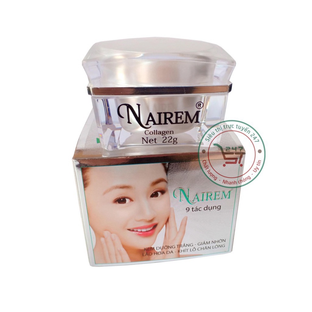 Kem dưỡng Trắng da mặt Giảm nhờn chống Lão hóa Se khít lỗ chân lông Nairem 22g (Bạc)