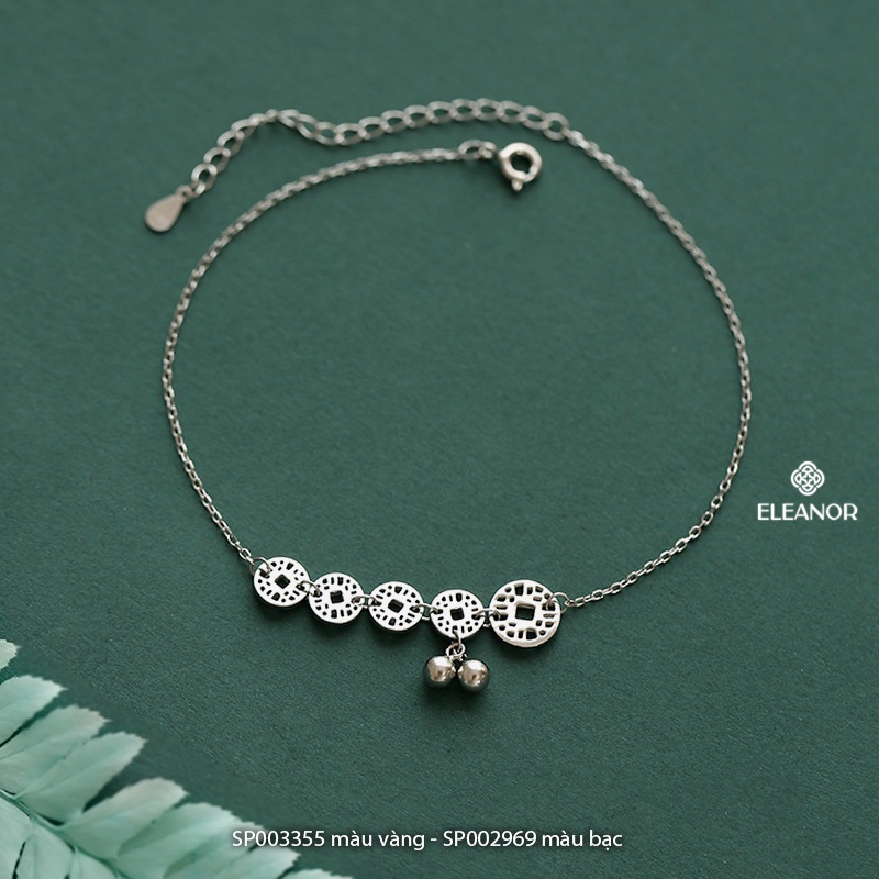 Lắc chân nữ titan Eleanor Accessories mắt xích hình kim tiền phối bi tròn phụ kiện trang sức 3355