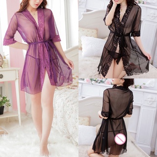Áo Choàng Ngủ Phối Ren kimono vipdeal1 Kèm Thắt Lưng Gợi Cảm Cho Nữ Mới